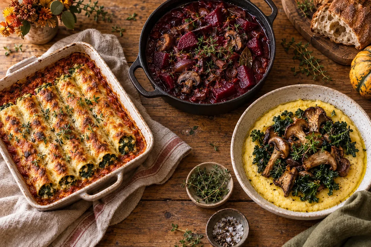 Cannelloni och bourguignon – vegansk matsedel vecka 47
