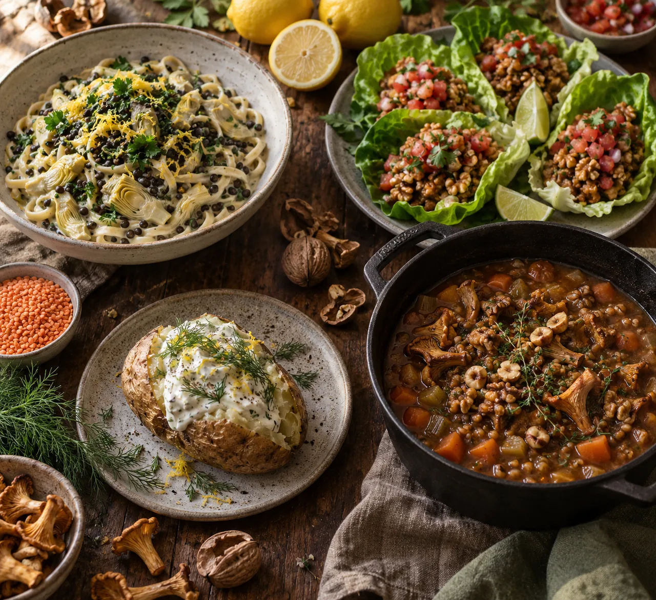 Citronpasta och höstgryta – vegansk matsedel vecka 40