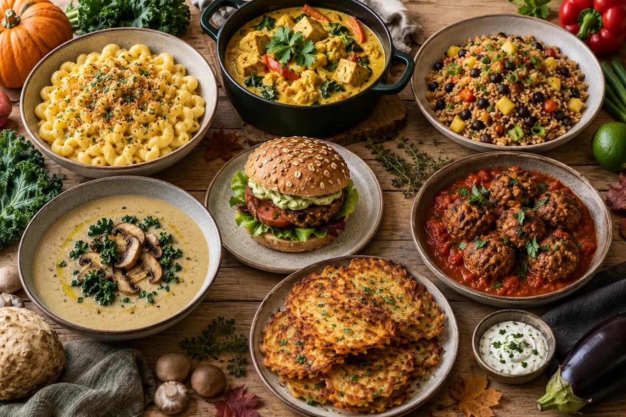 Krämig pasta och krispiga raggmunkar – vegansk matsedel vecka 38