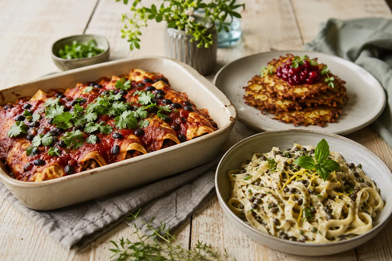 Enchiladas och citronpasta – vegansk veckomatsedel