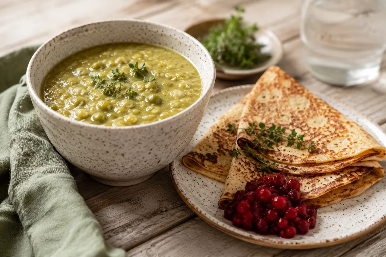 Vegansk ärtsoppa och pannkaka