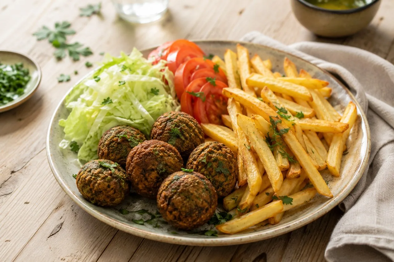 Falafeltallrik med pommes