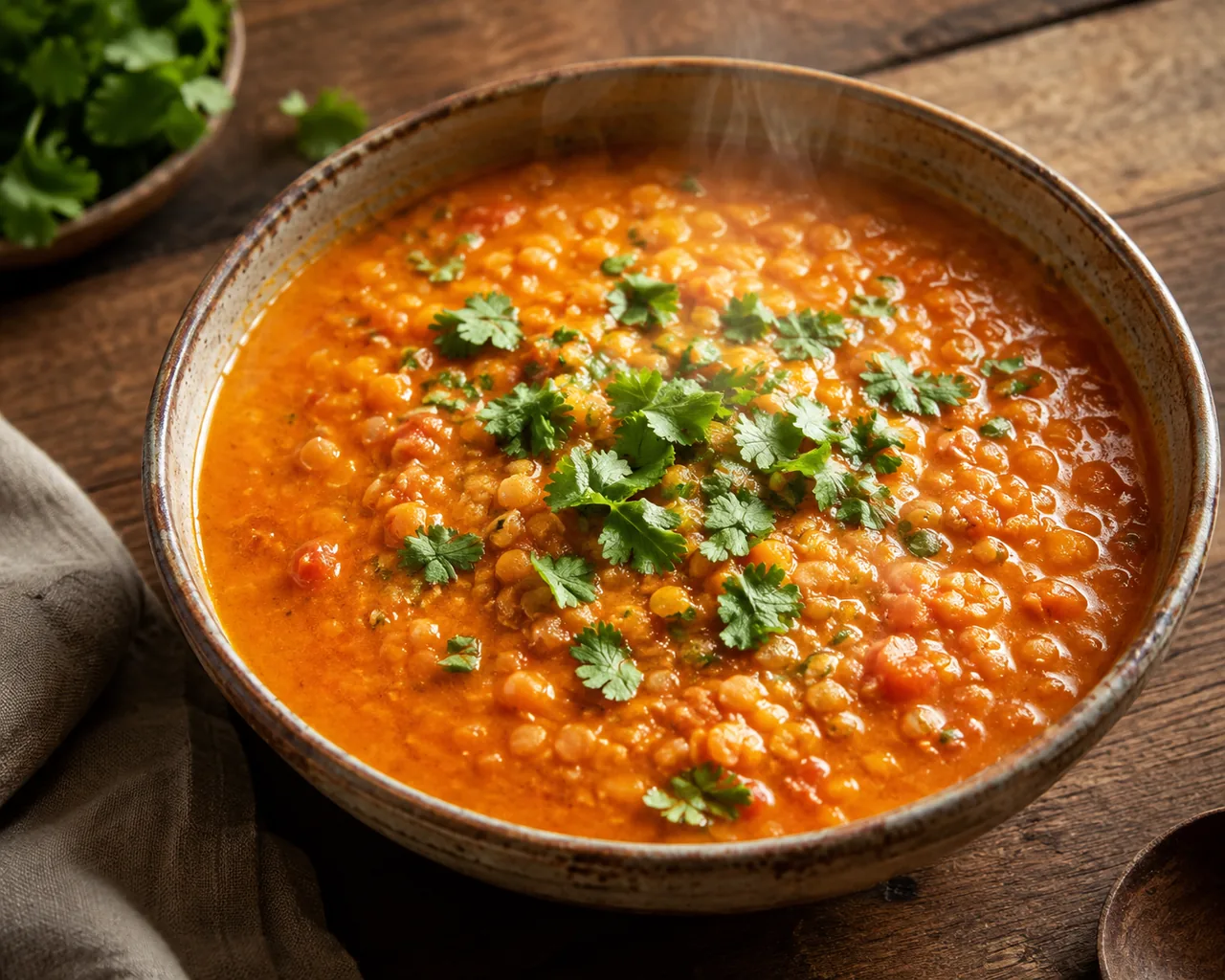 Krämig röd dal med kokosmjölk