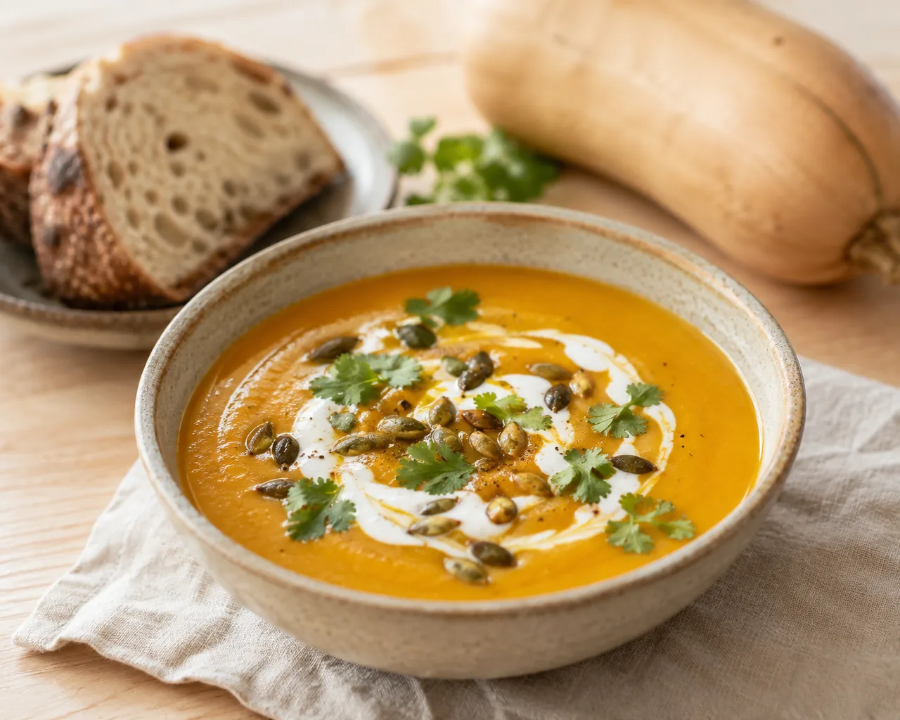 Krämig vegansk pumpasoppa med kokosmjölk och ingefära