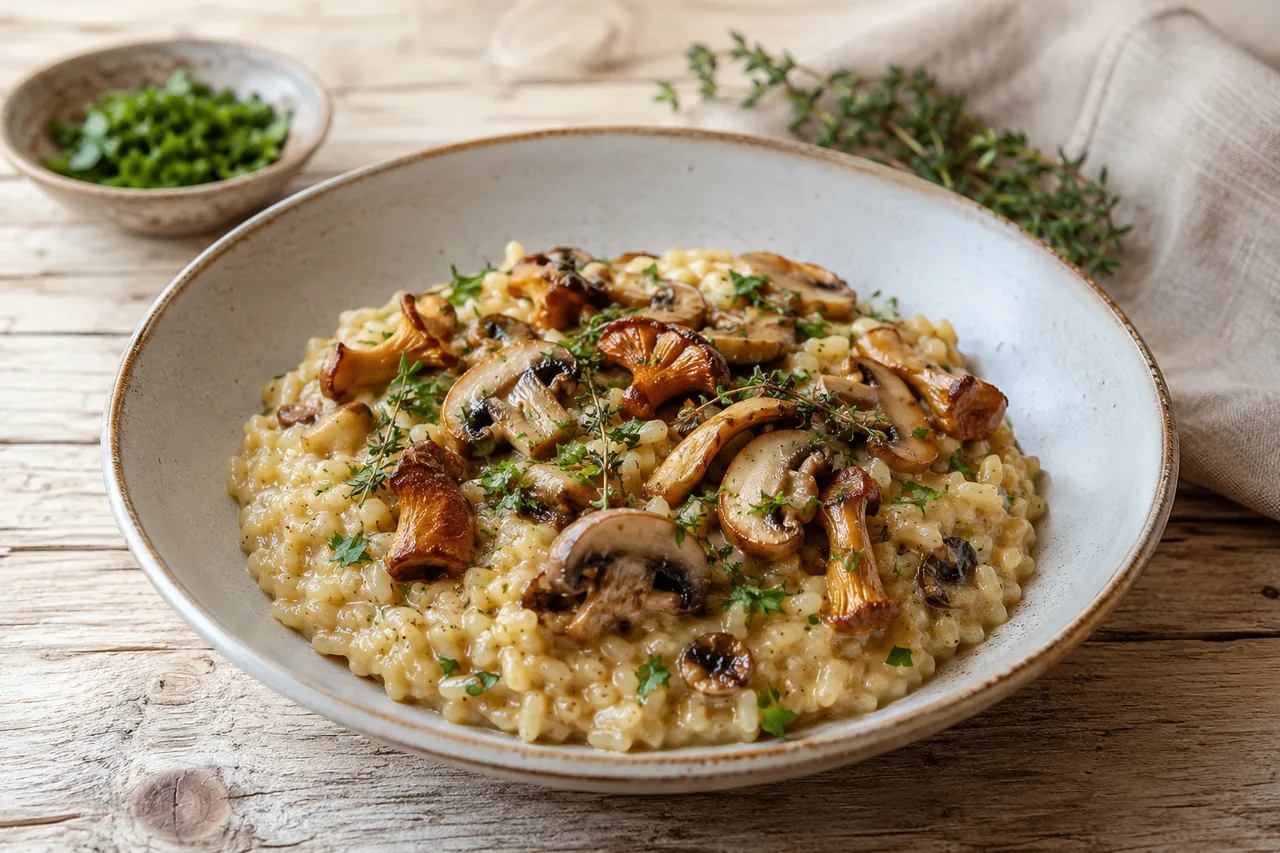 Krämig vegansk svamprisotto