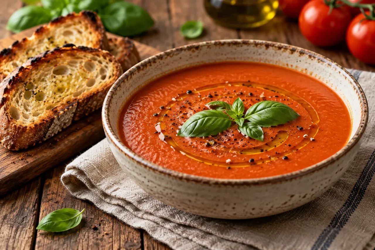 Krämig vegansk tomatsoppa med vita bönor