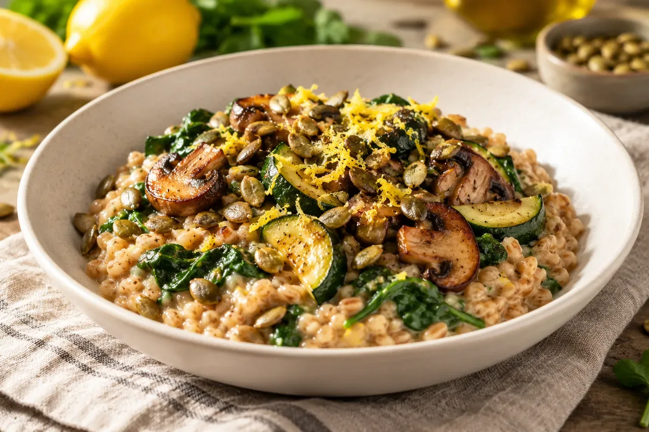 Matvete-otto med svamp, zucchini och citron