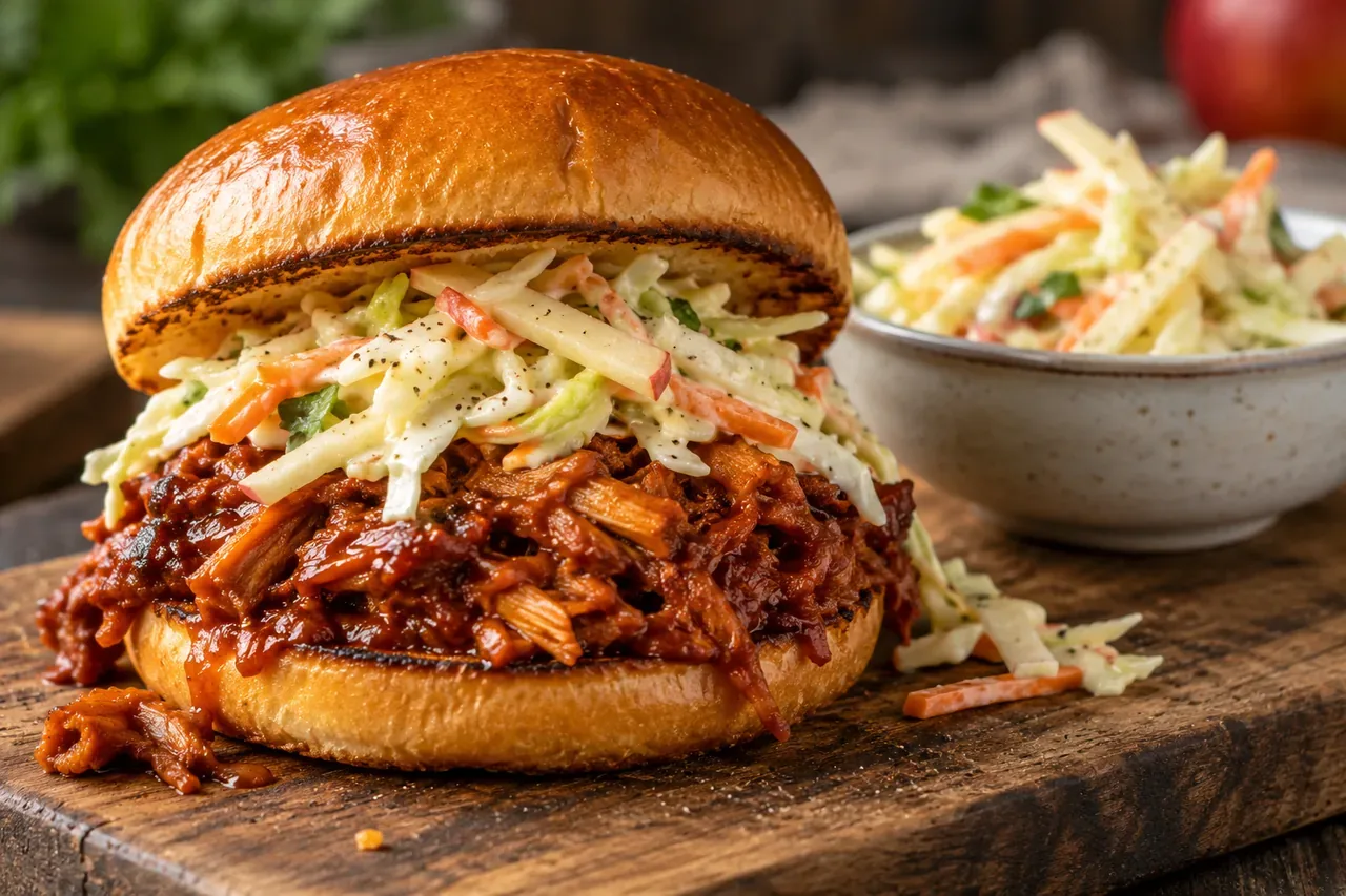 Pulled jackfruit-burgare med coleslaw