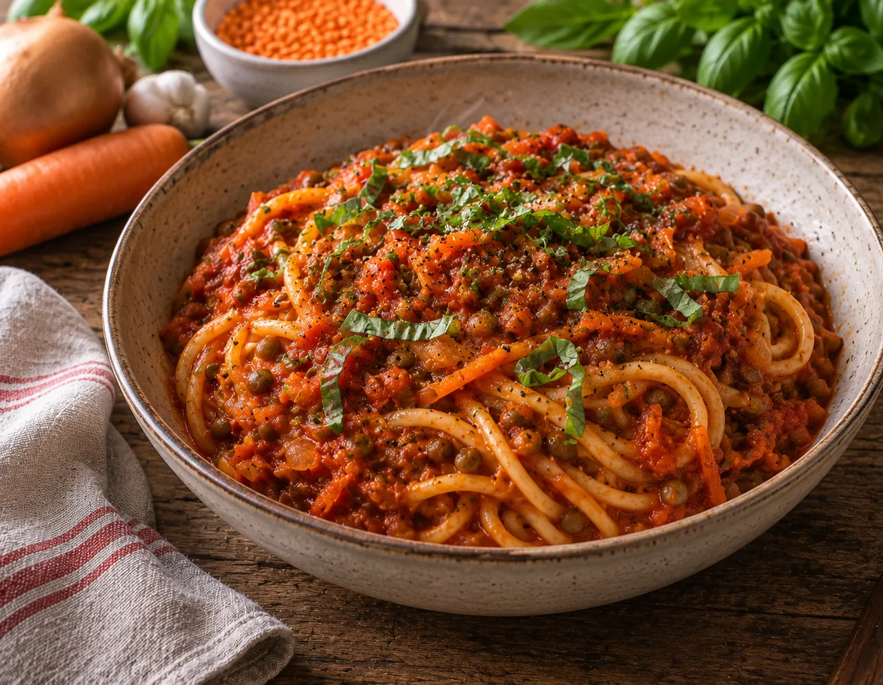 Spagetti med linsbolognese