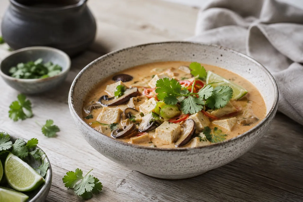 Thaisoppa med tofu och shiitake