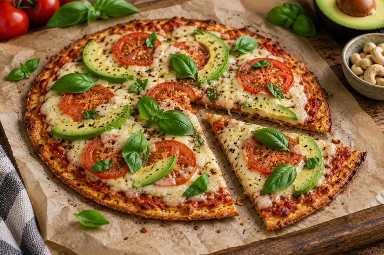 Tunn krispig pizza med cashewmozzarella