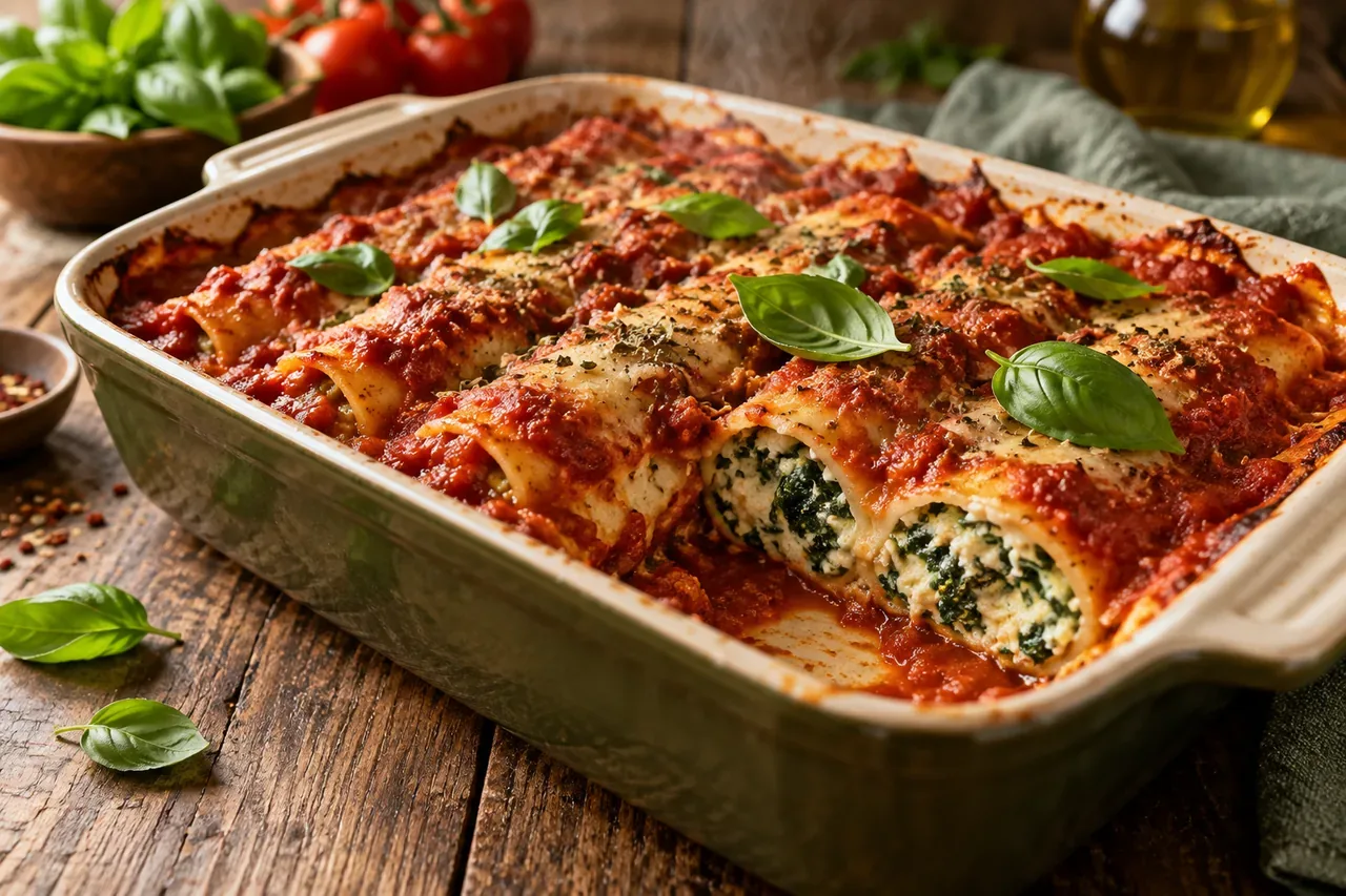 Vegansk cannelloni med spenat och cashewricotta