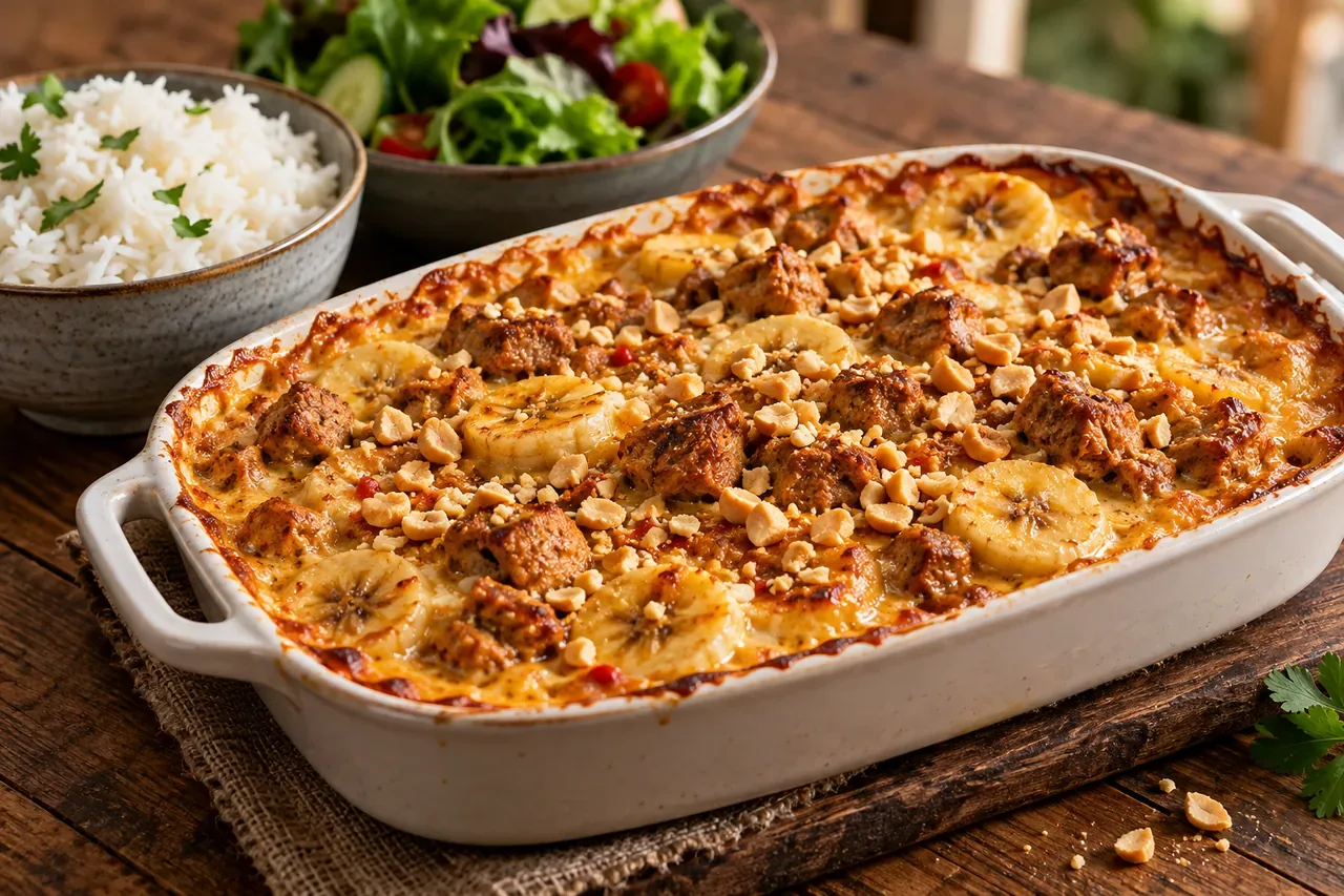 Vegansk flygande Jakob med jordnötter och banan