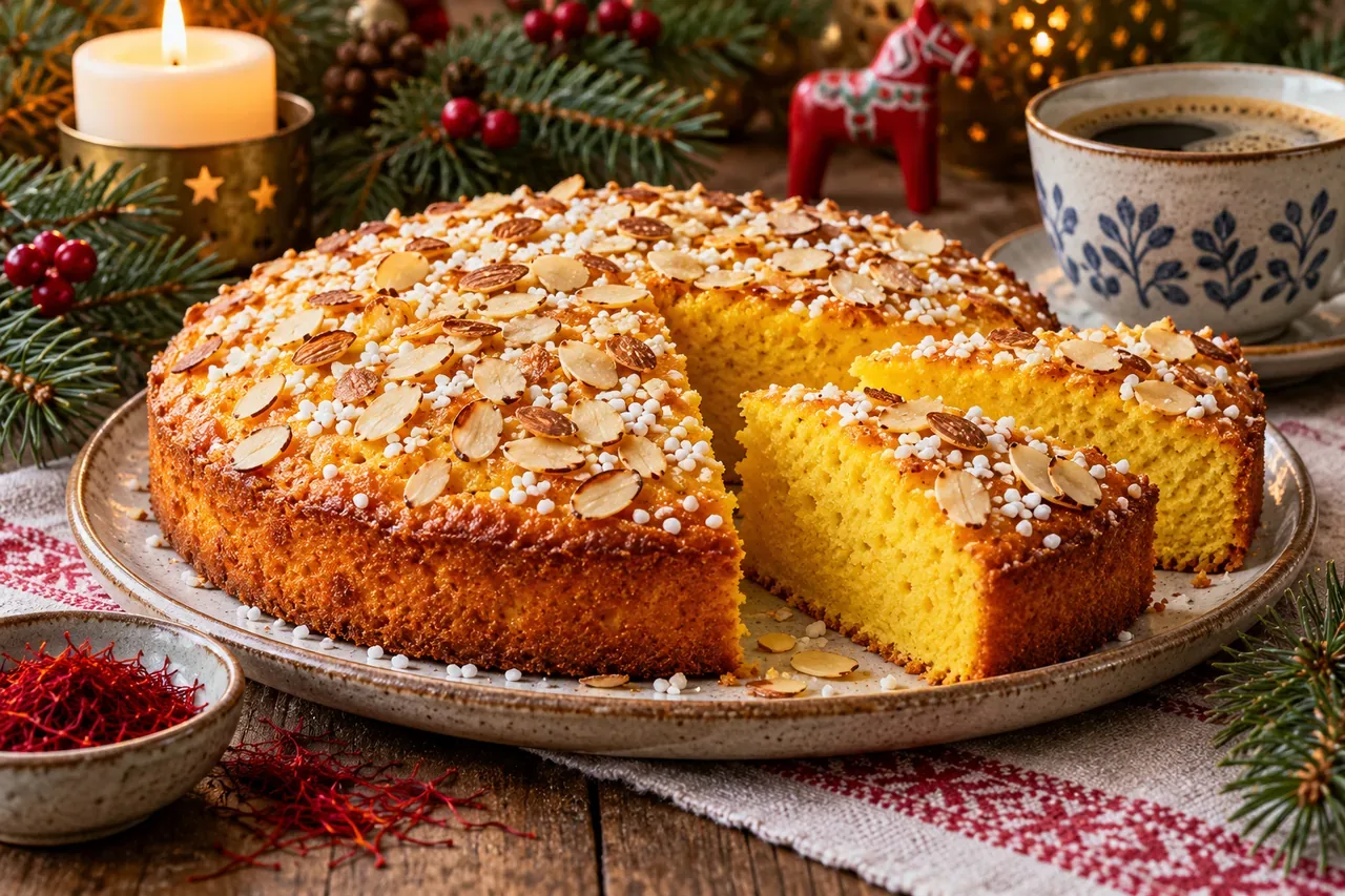Vegansk saffranskaka
